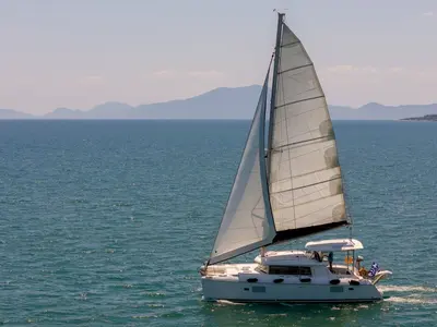 Amelia, a Lagoon 420 catamaran at Volos, Greece