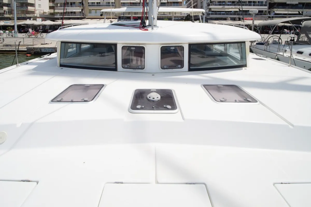 Amelia, a Lagoon 420 catamaran at Volos, Greece