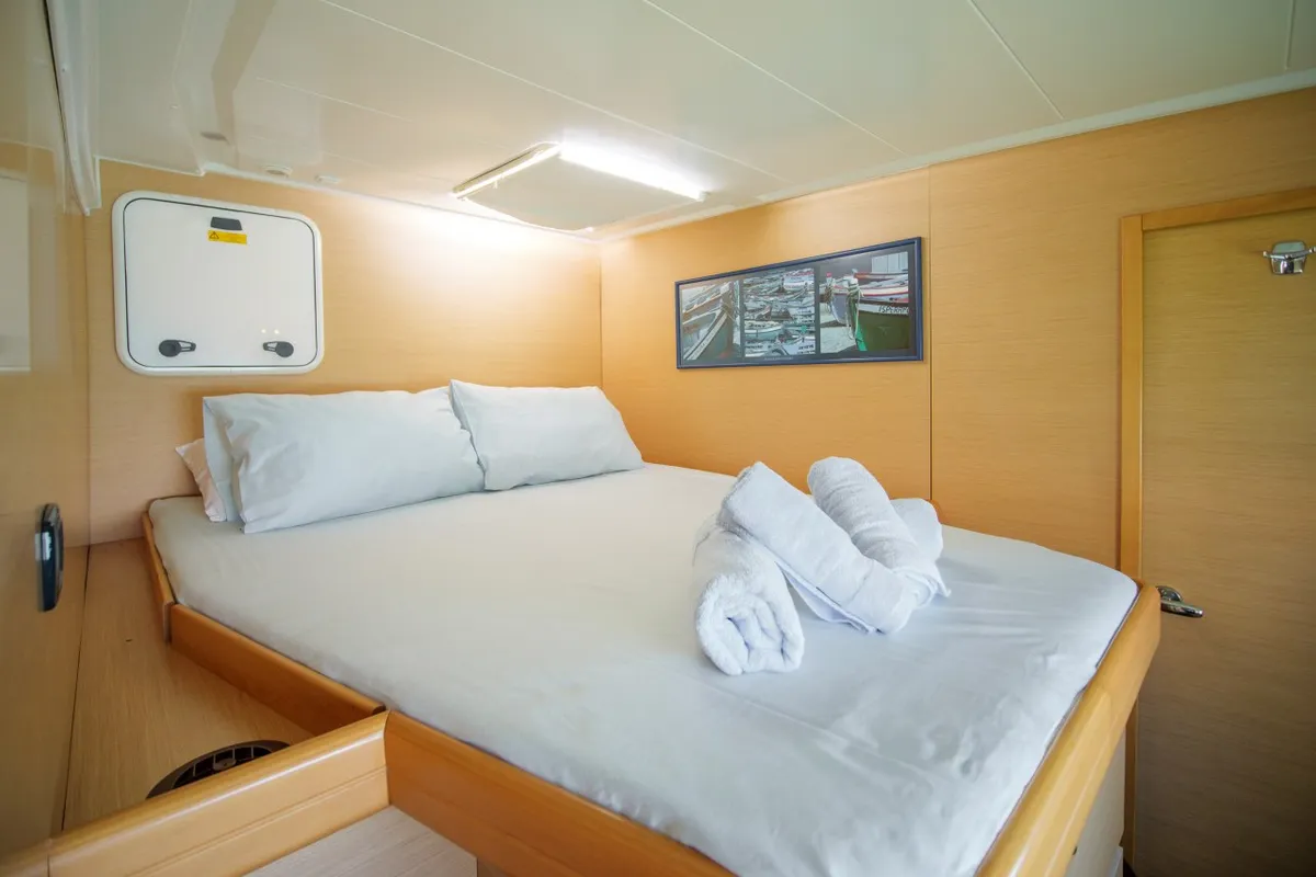 Amelia, a Lagoon 420 catamaran at Volos, Greece