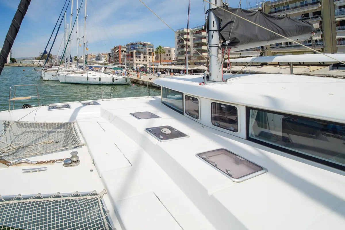 Amelia, a Lagoon 420 catamaran at Volos, Greece