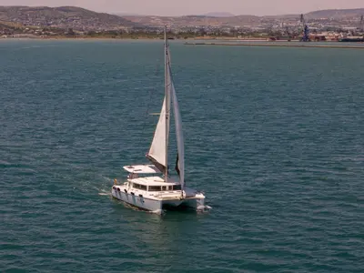 Amelia, a Lagoon 420 catamaran at Volos, Greece