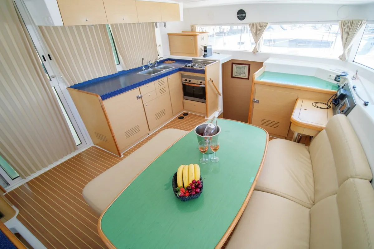 Amelia, a Lagoon 420 catamaran at Volos, Greece