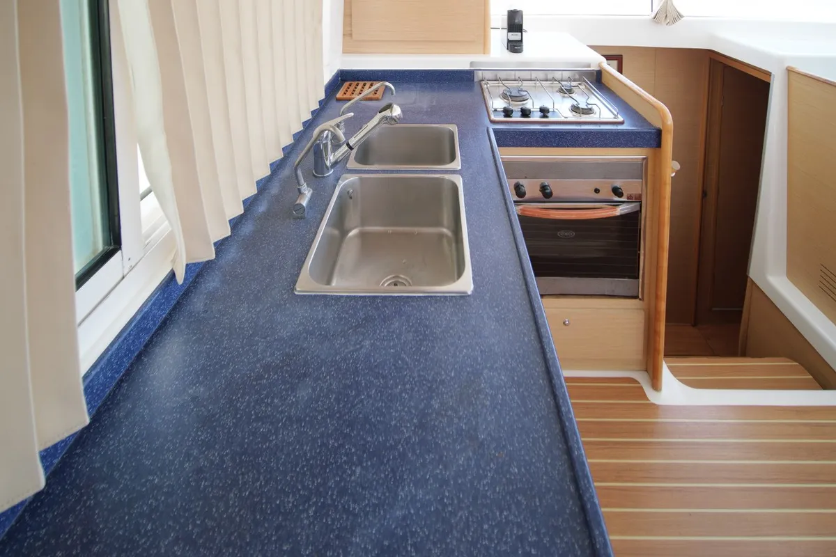 Amelia, a Lagoon 420 catamaran at Volos, Greece