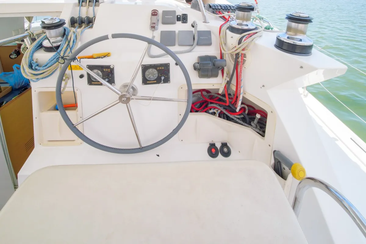 Amelia, a Lagoon 420 catamaran at Volos, Greece