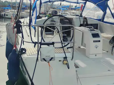 Iddu, a Jeanneau Sun Odyssey 440 sailboat at Procida, Italy