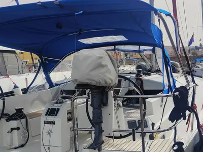 Iddu, a Jeanneau Sun Odyssey 440 sailboat at Procida, Italy
