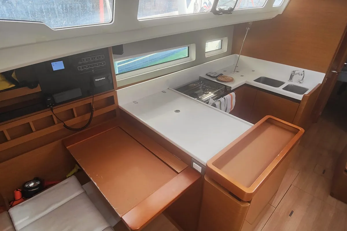 Iddu, a Jeanneau Sun Odyssey 440 sailboat at Procida, Italy