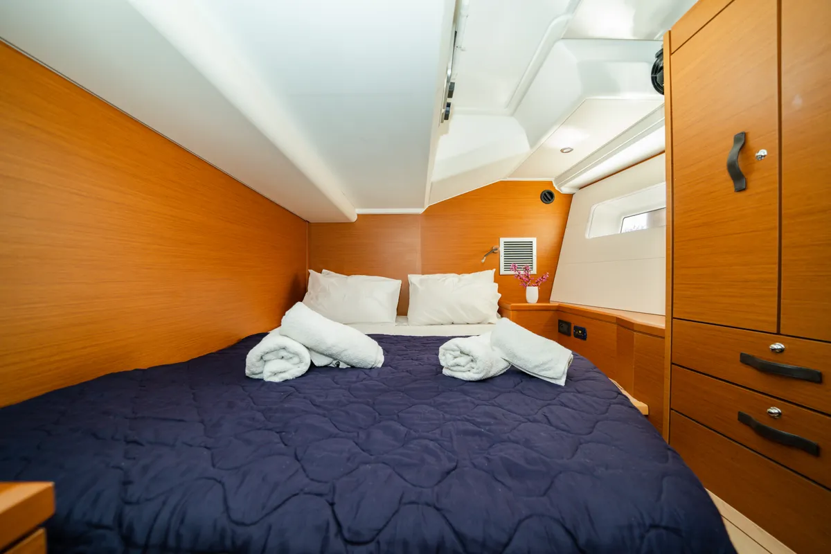 Cabin on Nobilis One, a Jeanneau 54 sailboat at Lavreotiki Municipal Unit, Greece