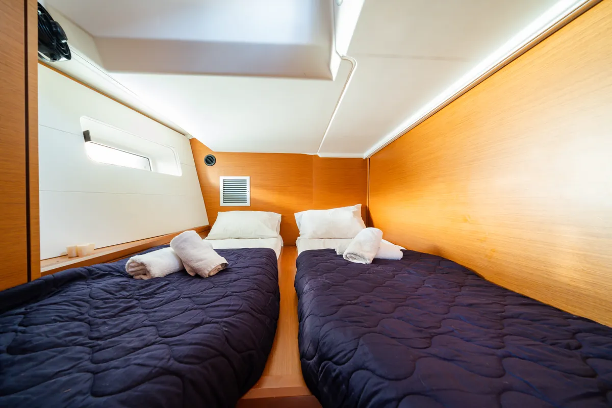 Cabin on Nobilis One, a Jeanneau 54 sailboat at Lavreotiki Municipal Unit, Greece