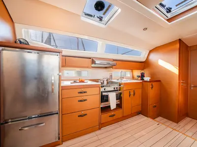 Galley of Nobilis One, a Jeanneau 54 sailboat at Lavreotiki Municipal Unit, Greece