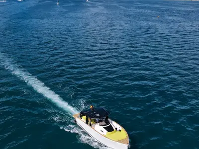 Cockpit of Leo, a Tesoro T40 motorboat at Seget Donji, Croatia