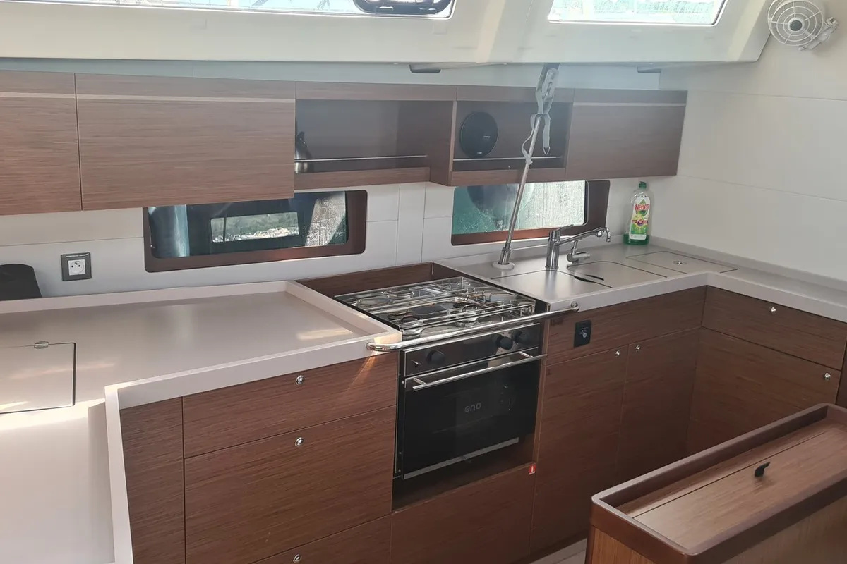 Galley of Salina, a Beneteau Oceanis 46.1 Performance Line sailboat at Figari/Golfo Aranci, Italy