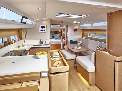 Salon of Jenny, a Jeanneau Sun Odyssey 440 sailboat at Split, Croatia