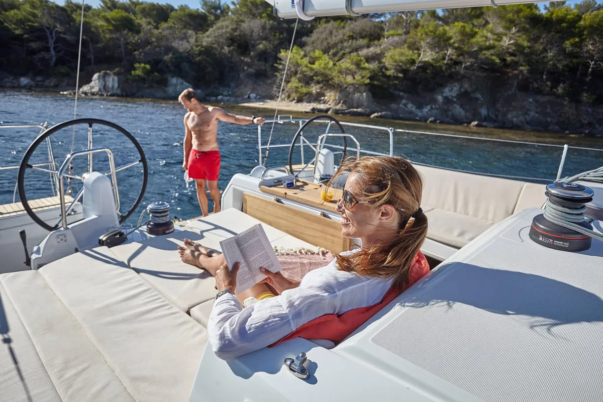 Cockpit of Jenny, a Jeanneau Sun Odyssey 440 sailboat at Split, Croatia