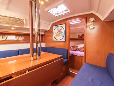 Salon of Rebecca, a Beneteau Oceanis 34 sailboat at San Vincenzo, Italy