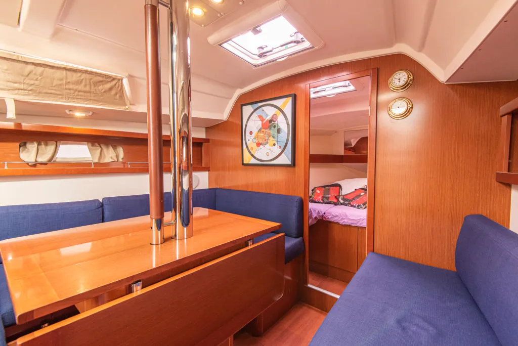Salon of Rebecca, a Beneteau Oceanis 34 sailboat at San Vincenzo, Italy