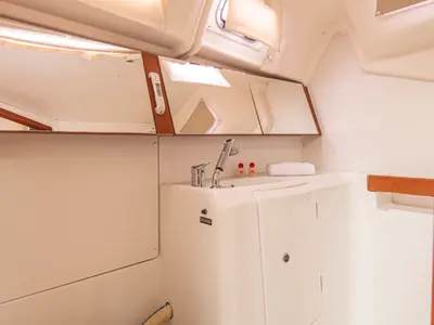 Head on Rebecca, a Beneteau Oceanis 34 sailboat at San Vincenzo, Italy