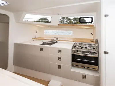 Galley of Hecladapi, a Pogo 44 sailboat at Bandol, France