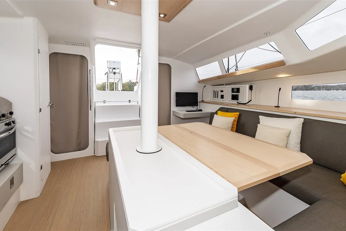 Salon of Hecladapi, a Pogo 44 sailboat at Bandol, France