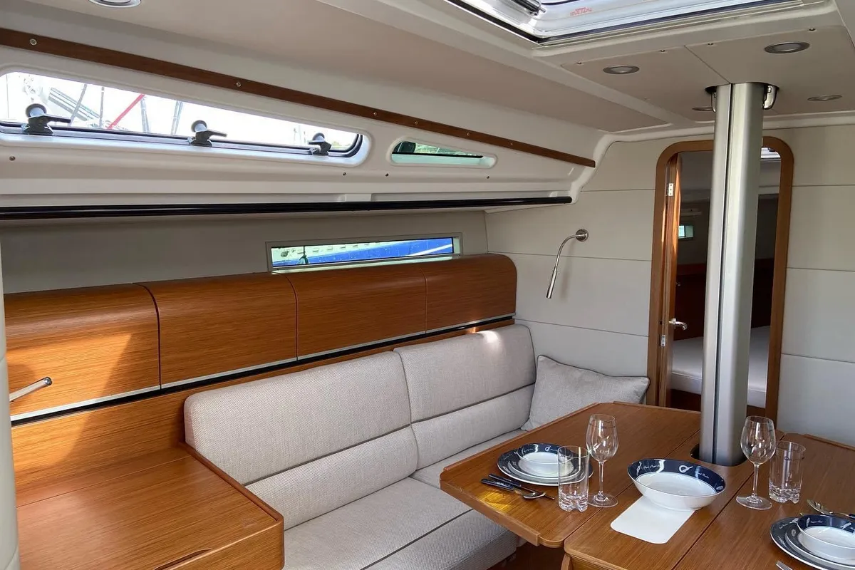 Salon of Blue Eye, a Dehler 38 SQ sailboat at Jezera, Croatia