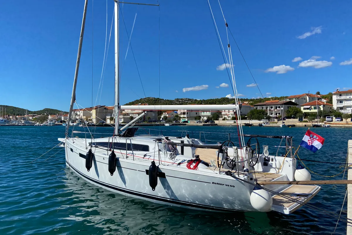 Salon of Blue Eye, a Dehler 38 SQ sailboat at Jezera, Croatia