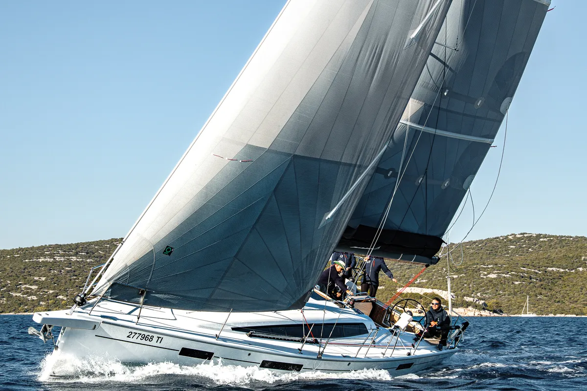 Exterior view of Blue Eye, a Dehler 38 SQ sailboat at Jezera, Croatia