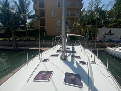 Deck of Thidawaree, a Beneteau Oceanis 54 sailboat at Baan Salak Phet, Thailand