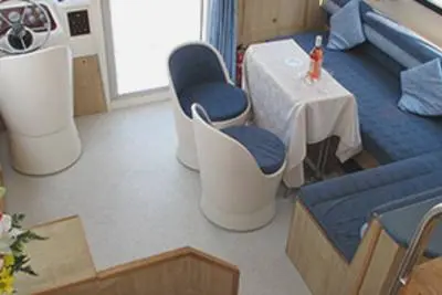 Salon of Calypso - Comfort 12, a Cygnet Calypso motorboat at Hesse, France