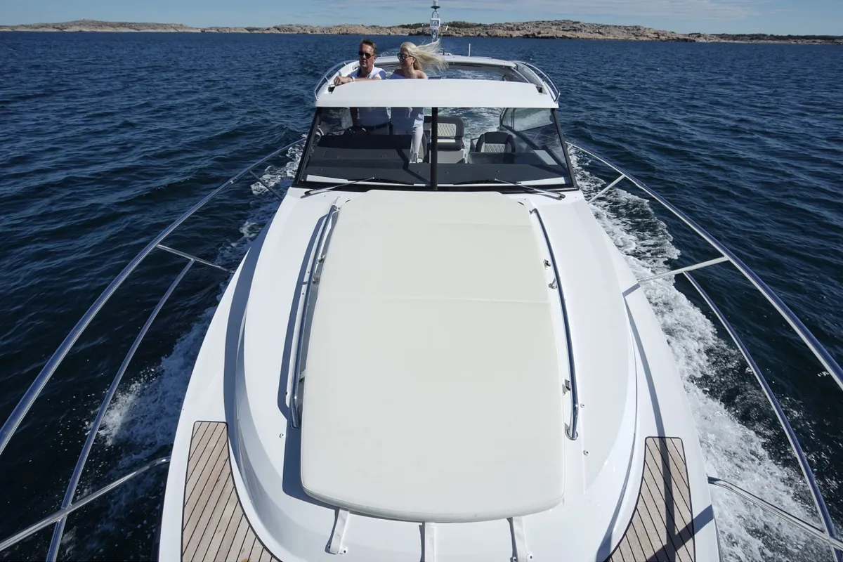 Ohana, a Grandezza 34 OC motorboat at Grad Trogir, Croatia