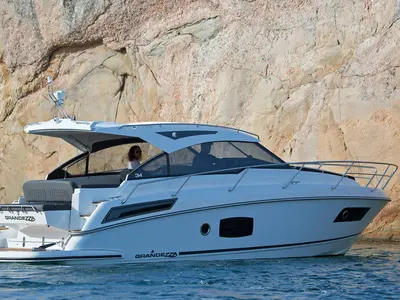 Deck of Ohana, a Grandezza 34 OC motorboat at Grad Trogir, Croatia