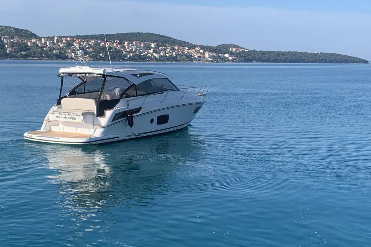 Exterior view of Ohana, a Grandezza 34 OC motorboat at Grad Trogir, Croatia