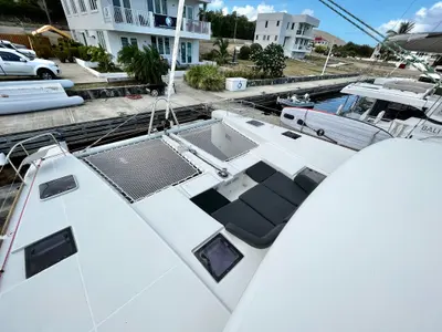 Deck of Sea Runner II, a Lagoon 52 catamaran at Parham Town, British Virgin Islands