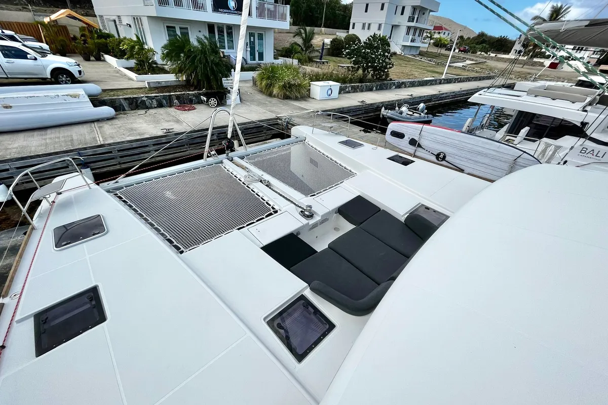 Deck of Sea Runner II, a Lagoon 52 catamaran at Parham Town, British Virgin Islands
