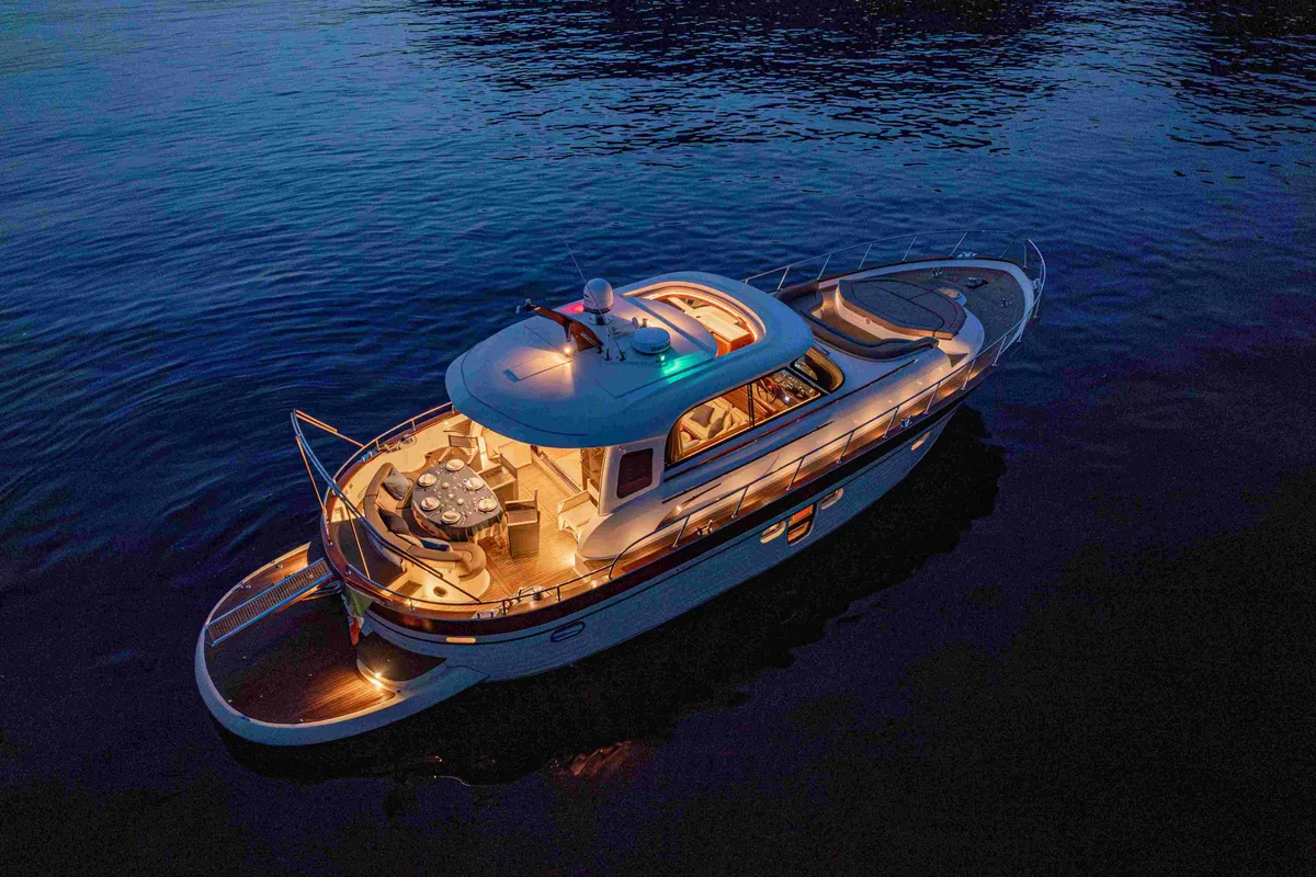Exterior view of Magistra, a Gulet Apreamare 60 motor yacht at Castellammare di Stabia, Italy