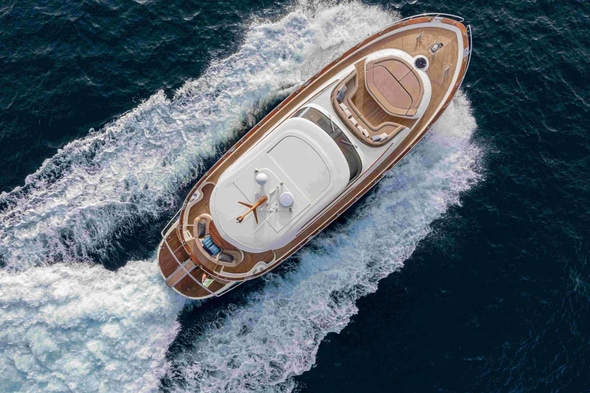 Exterior view of Magistra, a Gulet Apreamare 60 motor yacht at Castellammare di Stabia, Italy