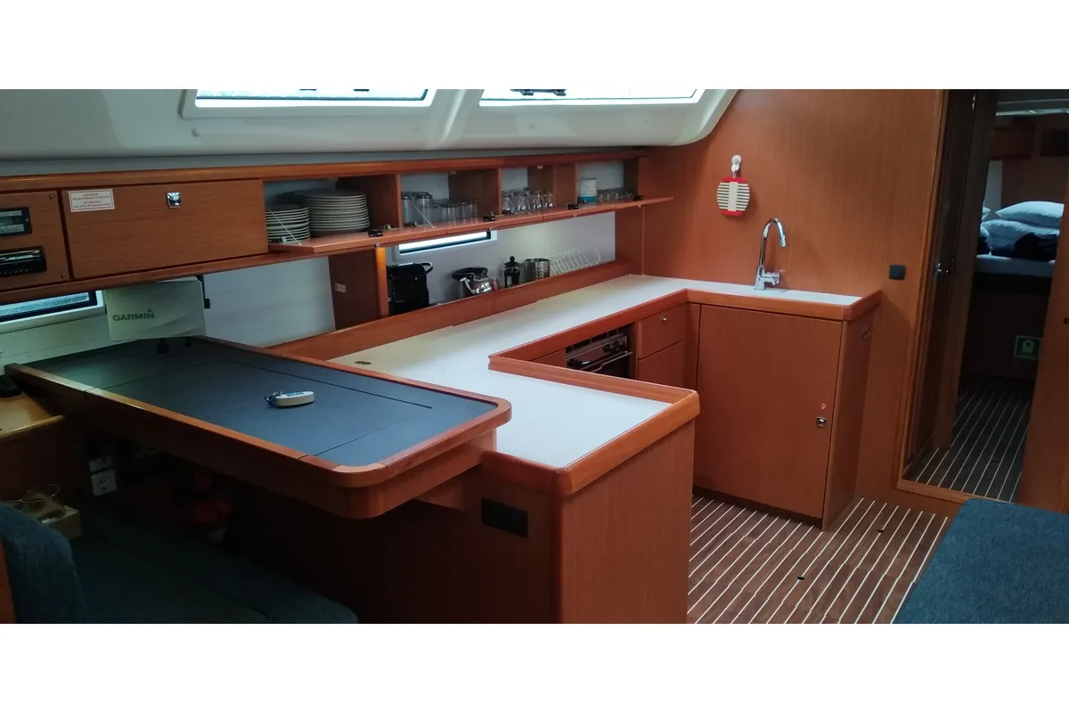 Galley of Ramnous, a Bavaria Cruiser 51 sailboat at Kontokali, Greece