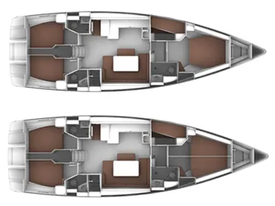 Floor plan of Ramnous, a Bavaria Cruiser 51 sailboat at Kontokali, Greece
