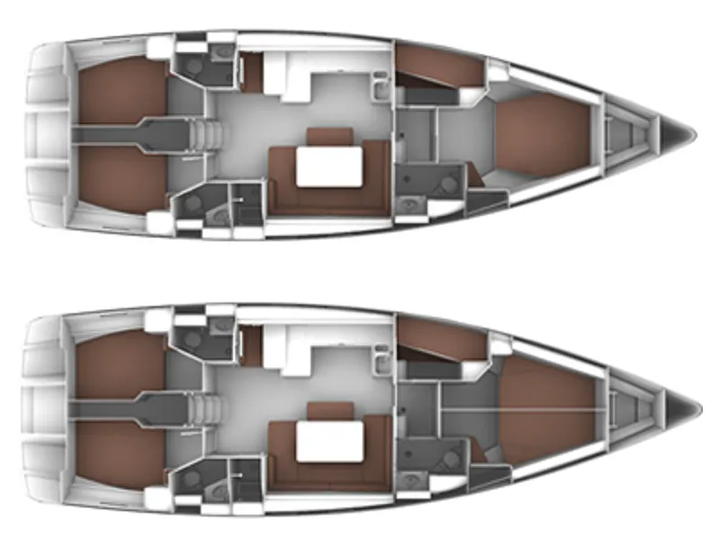 Floor plan of Ramnous, a Bavaria Cruiser 51 sailboat at Kontokali, Greece