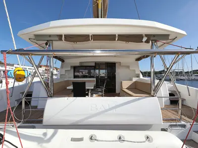 Deck of Karina V, a Bali 4.5 catamaran at Grad Trogir, Croatia