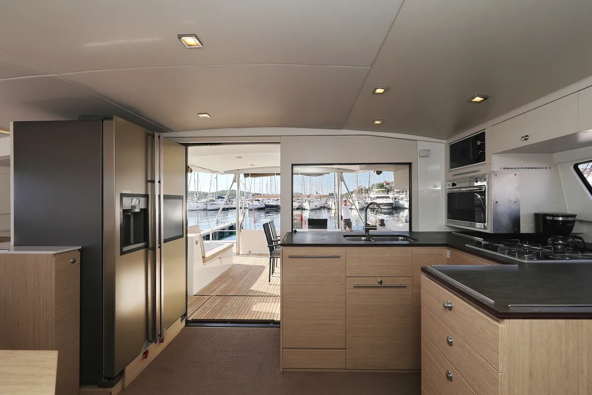 Galley of Karina V, a Bali 4.5 catamaran at Grad Trogir, Croatia