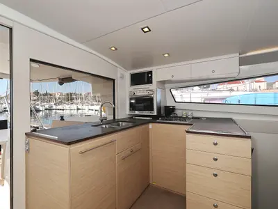 Galley of Karina V, a Bali 4.5 catamaran at Grad Trogir, Croatia