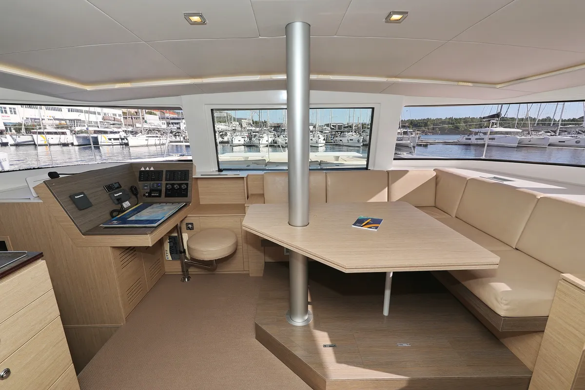 Salon of Karina V, a Bali 4.5 catamaran at Grad Trogir, Croatia