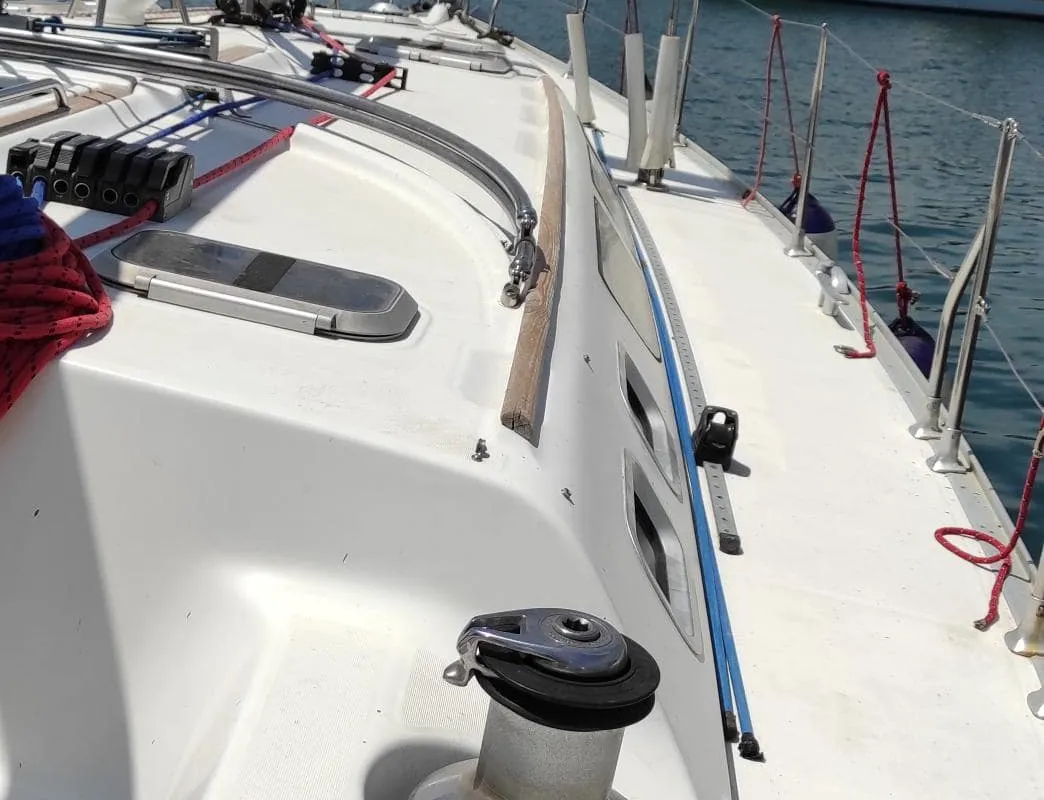 Deck of Evangelos, a Jeanneau Sun Odyssey 43 sailboat at Volos Municipality, Greece
