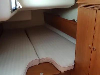 Cabin on Evangelos, a Jeanneau Sun Odyssey 43 sailboat at Volos Municipality, Greece