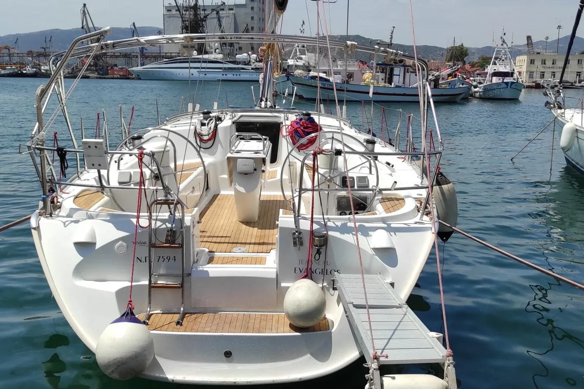 Exterior view of Evangelos, a Jeanneau Sun Odyssey 43 sailboat at Volos Municipality, Greece