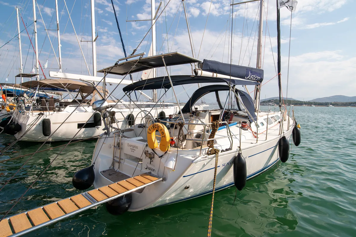 Evangelos, a Jeanneau Sun Odyssey 43 sailboat at Volos Municipality, Greece
