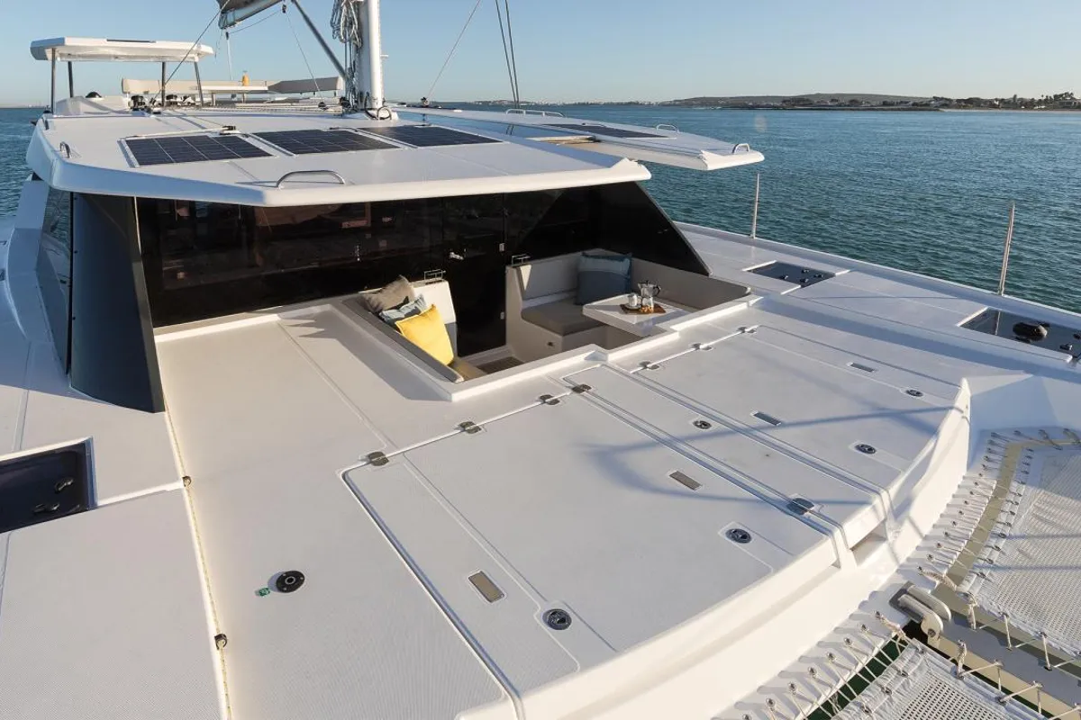Deck of Moorings 5000-5 Club, a Leopard 50 catamaran at Općina Marina, Croatia