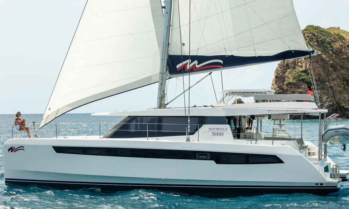 Exterior view of Moorings 5000-5 Club, a Leopard 50 catamaran at Općina Marina, Croatia