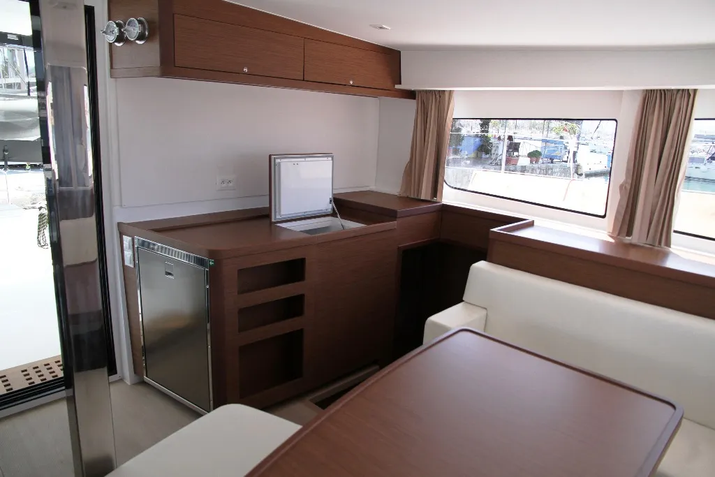 Exterior view of George A, a Lagoon 42 catamaran at Kos, Greece