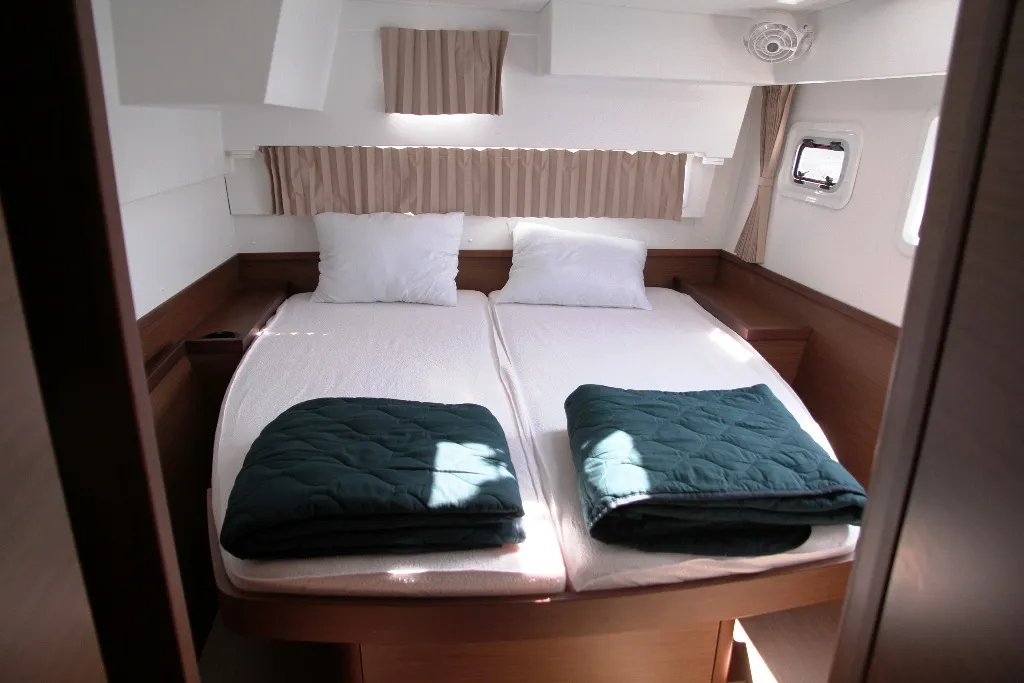 Cabin on George A, a Lagoon 42 catamaran at Kos, Greece